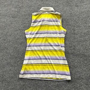 Oakley Polo Womens XS Yellow Purple Striped Sleeveless Athletic Golf Shirt